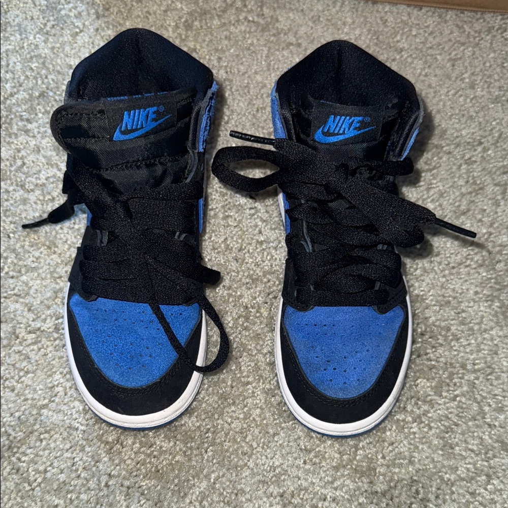 Kids Jordan 1 High Kids Blue and Black Sneakers